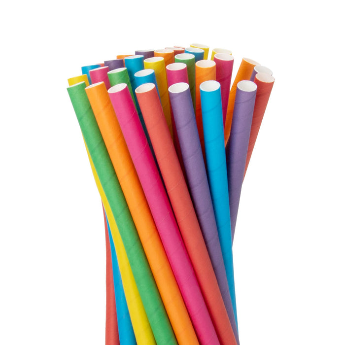 Papier-Strohhalme für Bubble Tea, bunt, schräg, Ø 1,2 x 24,5 cm