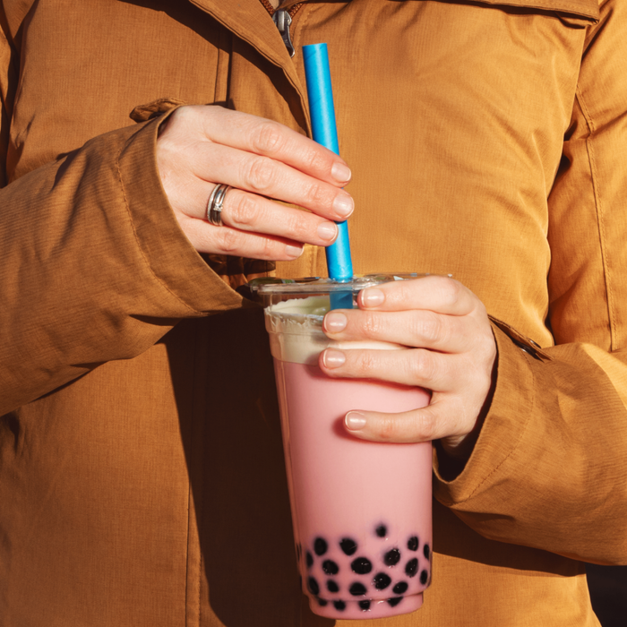 Papier-Strohhalme für Bubble Tea, bunt, schräg, Ø 1,2 x 24,5 cm