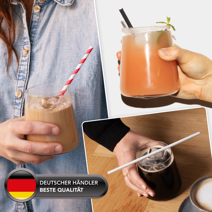 Papier-Strohhalme für Bubble Tea, bunt, schräg, Ø 1,2 x 24,5 cm