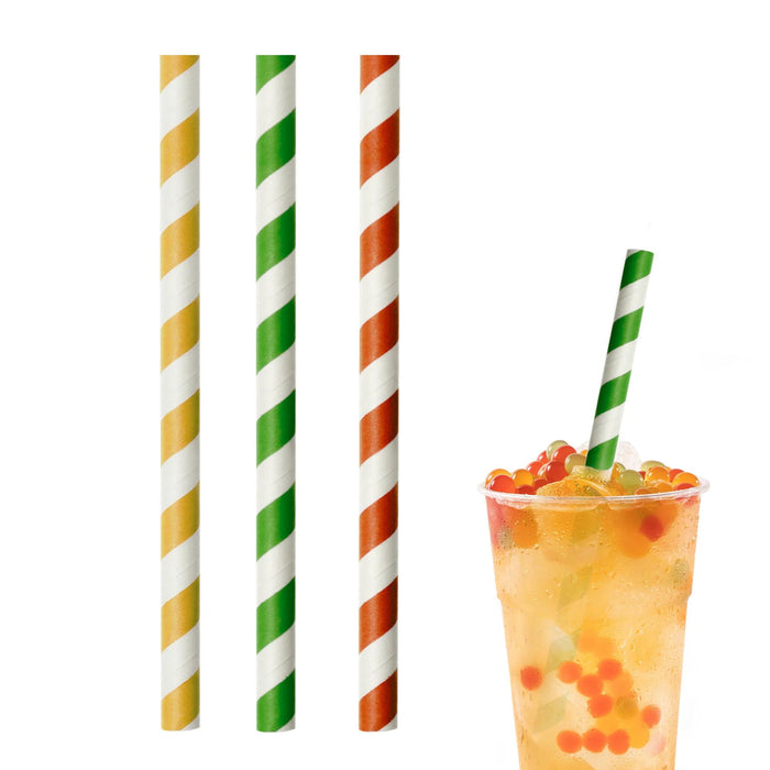 Papier-Strohhalm für Milchshakes, bunt, gestreift, Ø 1,2 x 24,5 cm