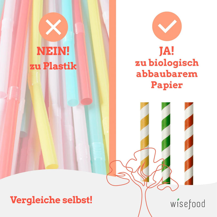 Papier-Strohhalm für Milchshakes, bunt, gestreift, Ø 1,2 x 24,5 cm