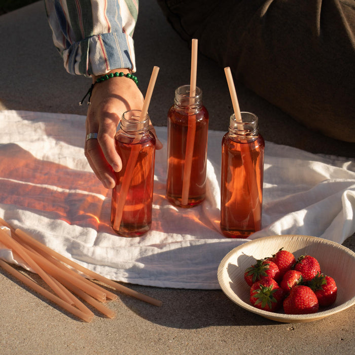 Essbare Reisstrohhalme, braun, Ø 8 mm x 25 cm