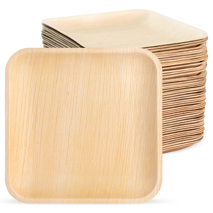 Einweg-Teller aus Palmblatt, quadratisch, 20 x 20 cm, beige, stapelbar