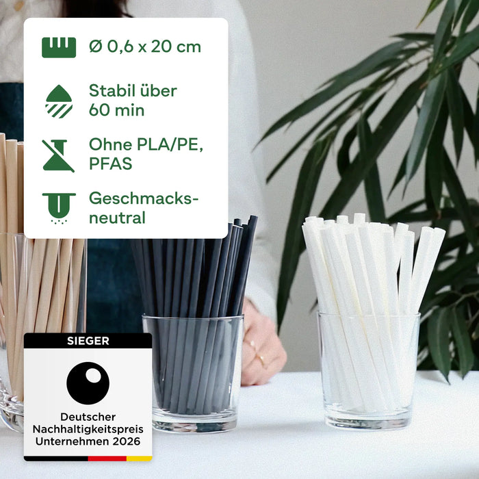 Papier-Strohhalm, weiß, Ø 0,6 x 20 cm