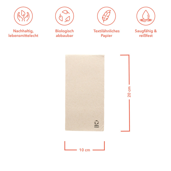Papier Servietten - rechteckig braun 20x10cm 2-lagig 1/8 Faltung - 50 Stück
