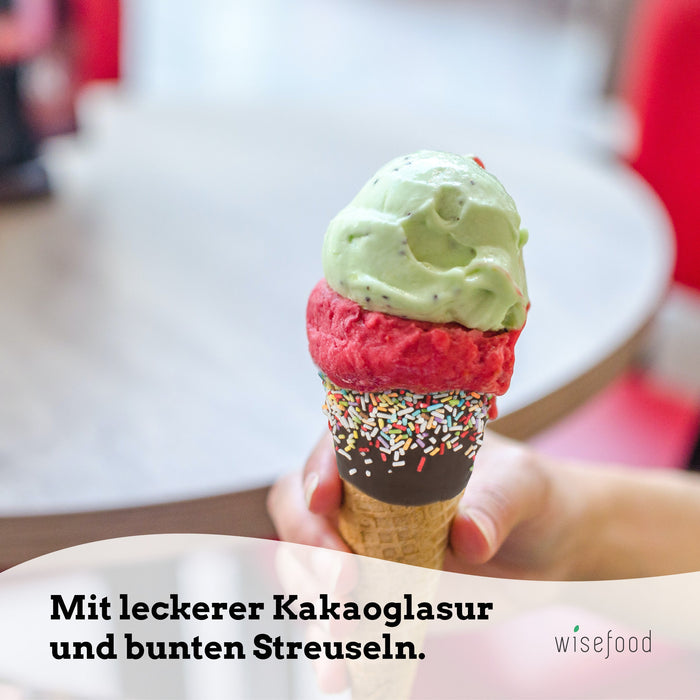 Süße Tüte mit kakaohaltiger Fettglasur und bunten Zuckerstreuseln 127mm Ø 52mm - 6 Waffeln