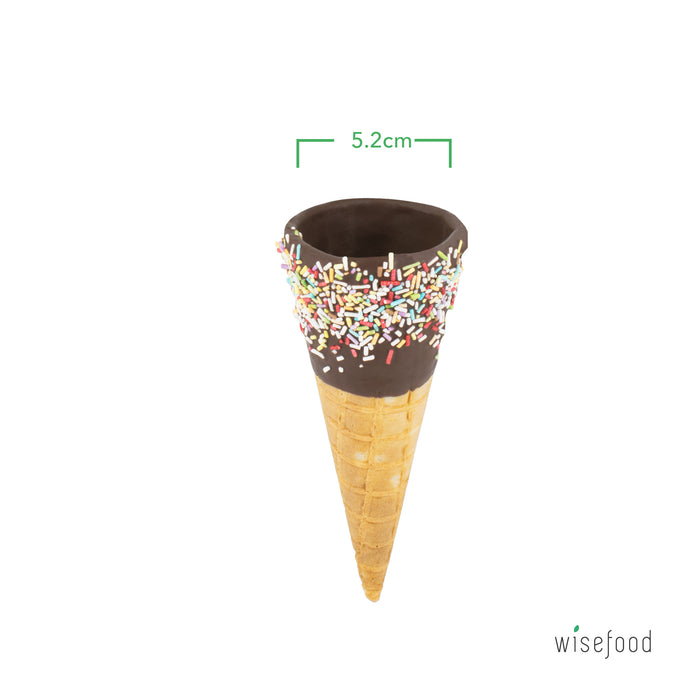 Süße Tüte mit kakaohaltiger Fettglasur und bunten Zuckerstreuseln 127mm Ø 52mm - 6 Waffeln