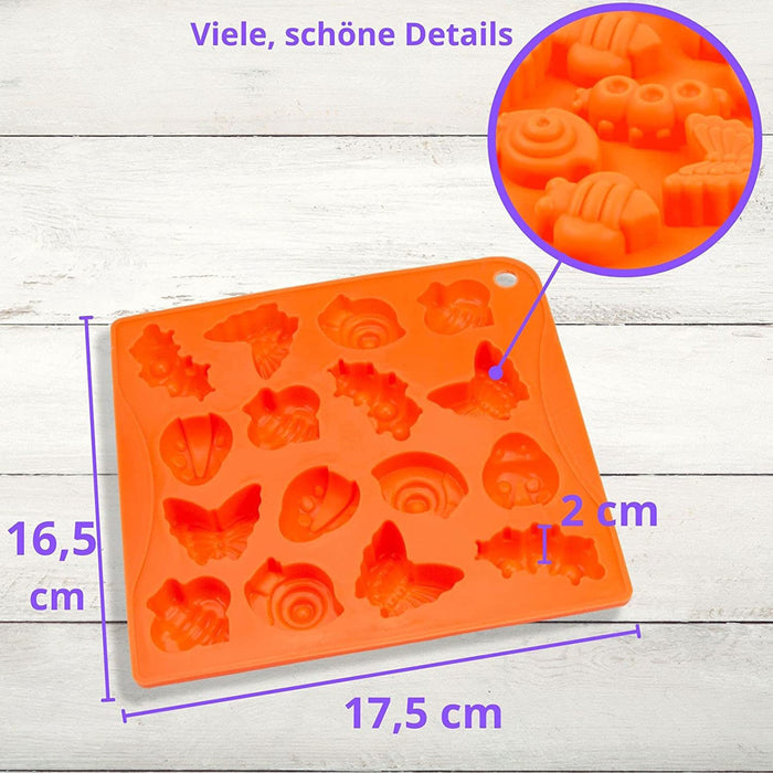Silikonform Insekten - orange 18x17x2cm - Silikon Form Backen, Seife & mehr - Backform