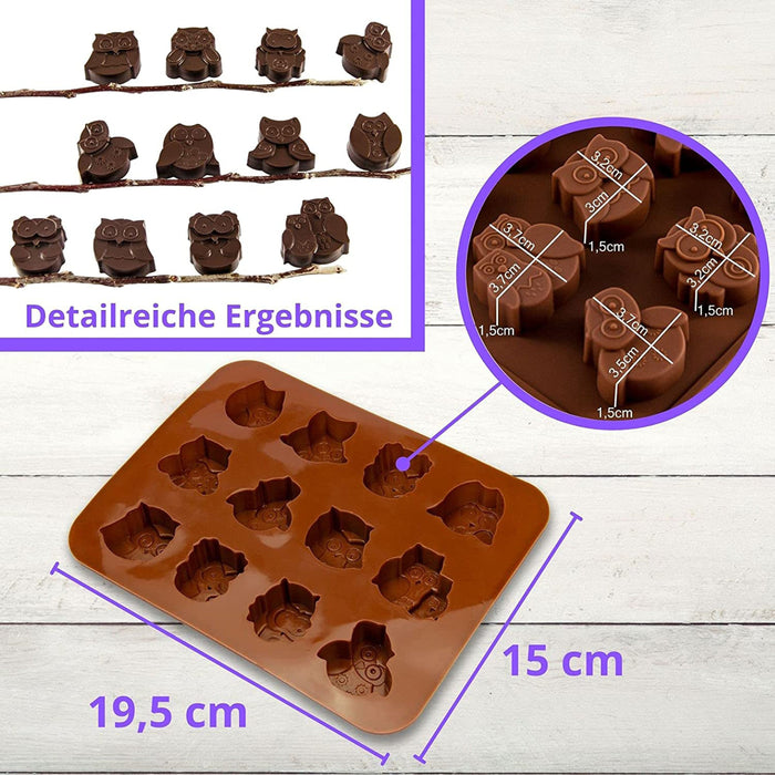 Silikonform Eulen - braun 19,5x15x1,5cm