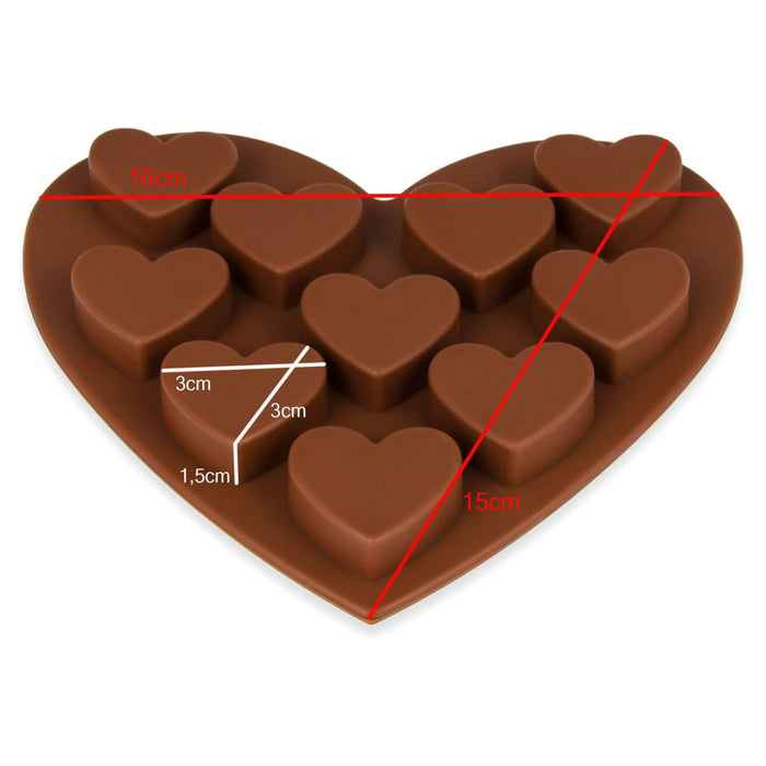 Silikonform Herz - braun 16x14x3cm - Silikon Form Backen, Seife & mehr - Backform