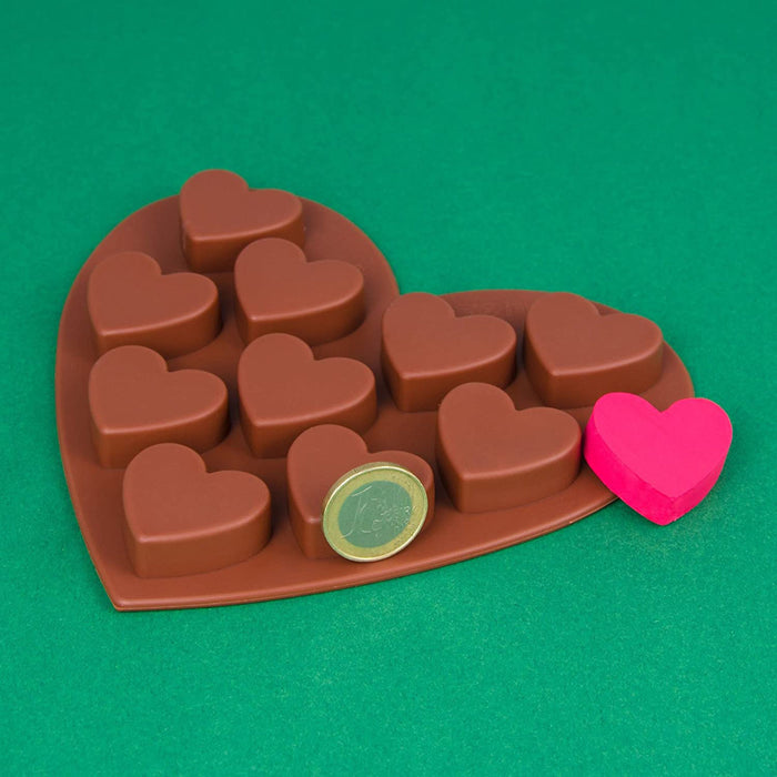 Silikonform Herz - braun 16x14x3cm - Silikon Form Backen, Seife & mehr - Backform