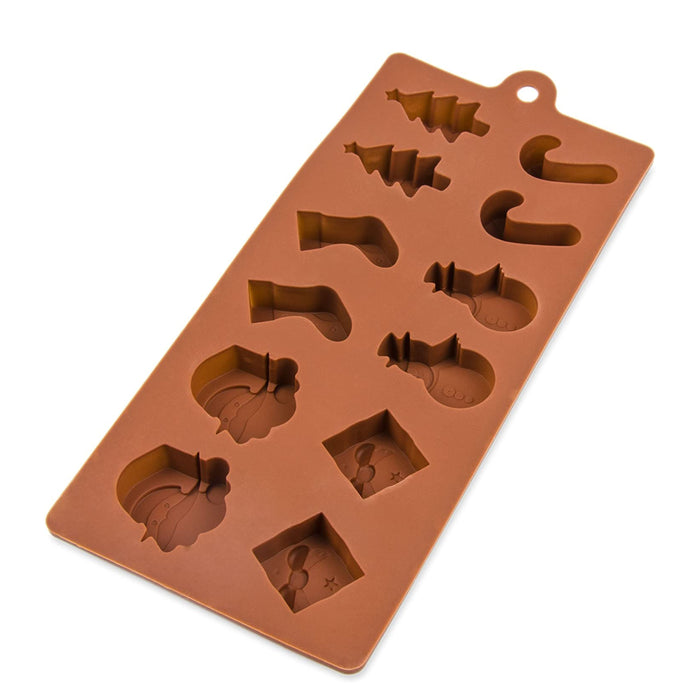 Silikonform Weihnachten - braun 21,5x10x1,5cm - Silikon Form Backen, Seife & mehr - Backform