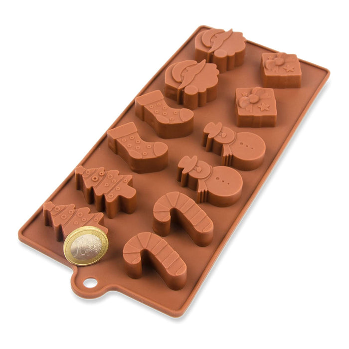 Silikonform Weihnachten - braun 21,5x10x1,5cm - Silikon Form Backen, Seife & mehr - Backform