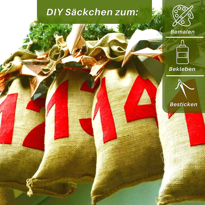 Jutesäckchen - natur 11x18cm Jutesack (Kunstfaser) - 24er Set Jute Sack