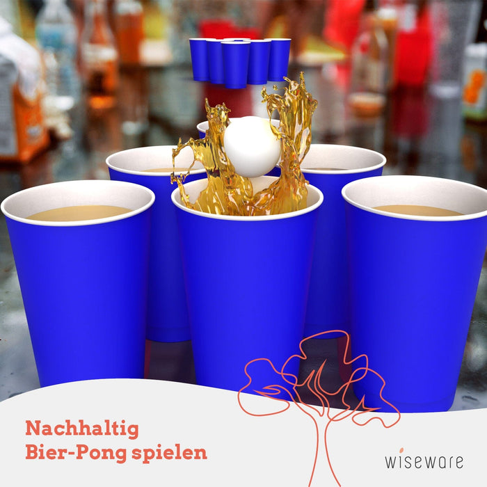 Bierpong Papierbecher Set 25 Stk (blau) & 3 Bälle