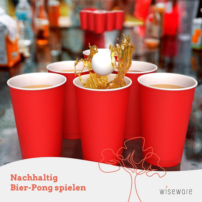 Papier Becher (Beerpong) - rot 473ml (16oz) - 10 Stück