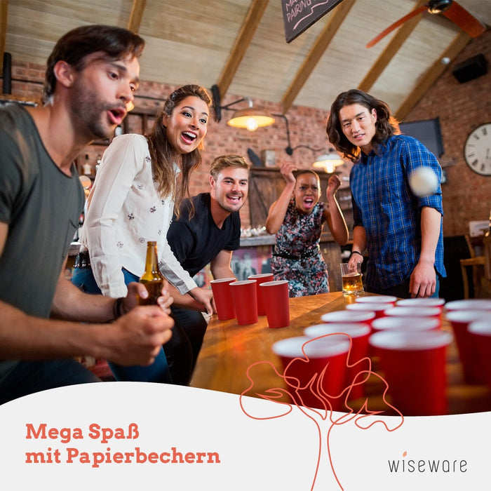 Papier Becher (Beerpong) - rot 473ml (16oz) - 10 Stück