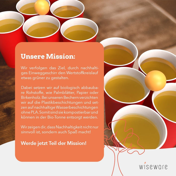 Papier Becher (Beerpong) - rot 473ml (16oz) - 10 Stück