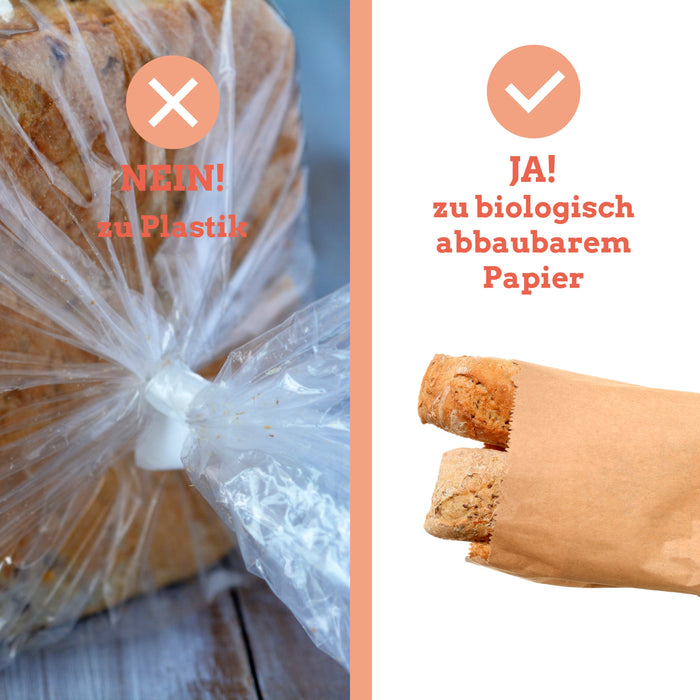 Papier Bäckertüte - weiß mit Print "All Natural" 12x5x25cm - 1000 Stück