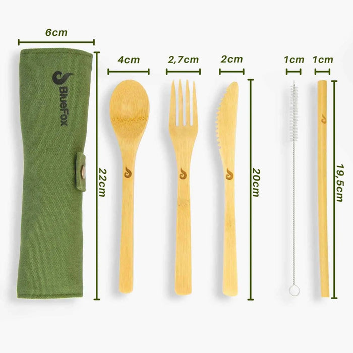 Bambus Reisebesteck mit Etui für 2 Personen