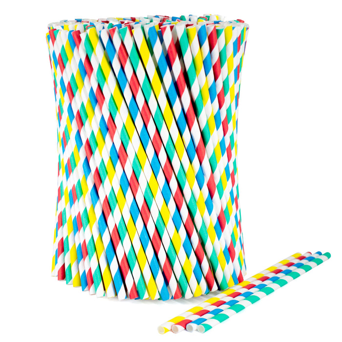 Papier-Strohhalme, bunt, 6 x 200 mm