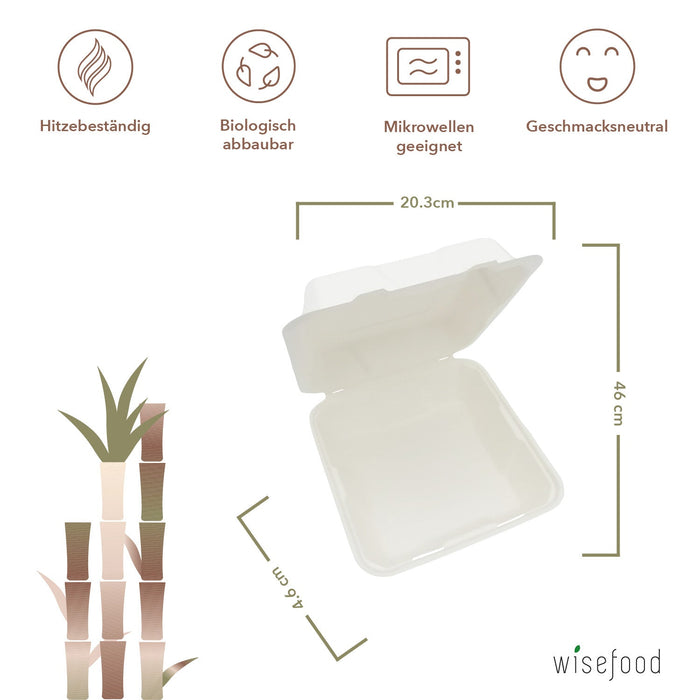 Bagasse Clamshell - 46 x 20,3 x 4,6cm - (weiß)