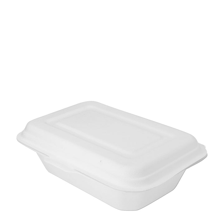 Bio Zuckerrohr Bagasse Menübox Lunchbox - 21 x 20 x 8cm - 600ml  (weiß)