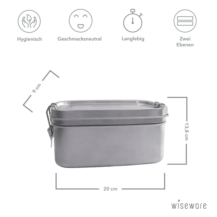 Edelstahl Lunchbox - Brotdose / Snackbox mit 2 Ebenen