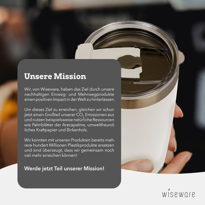 Edelstahl Thermo Kaffeebecher mit Deckel 600 ml (weiß)