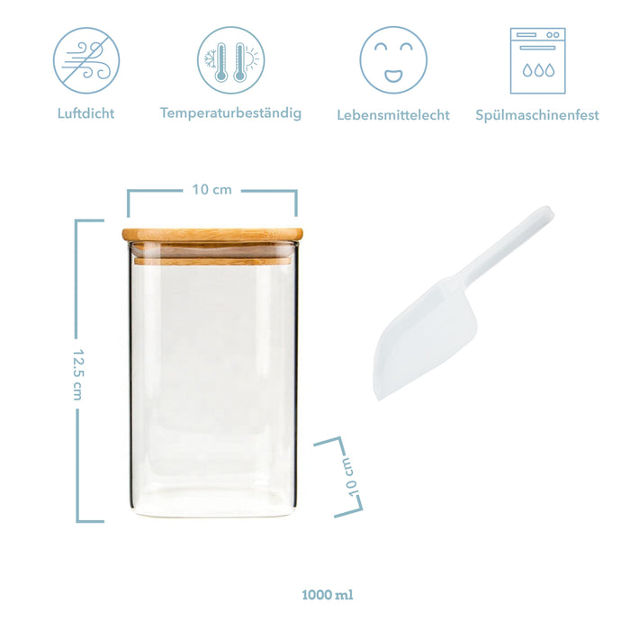 Aufbewahrungsgläser mit Bambusdeckel Set 3 Gläser inklusive Schaufel