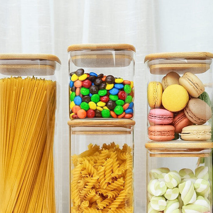 Aufbewahrungsgläser mit Bambusdeckel Set 3 Gläser inklusive Schaufel