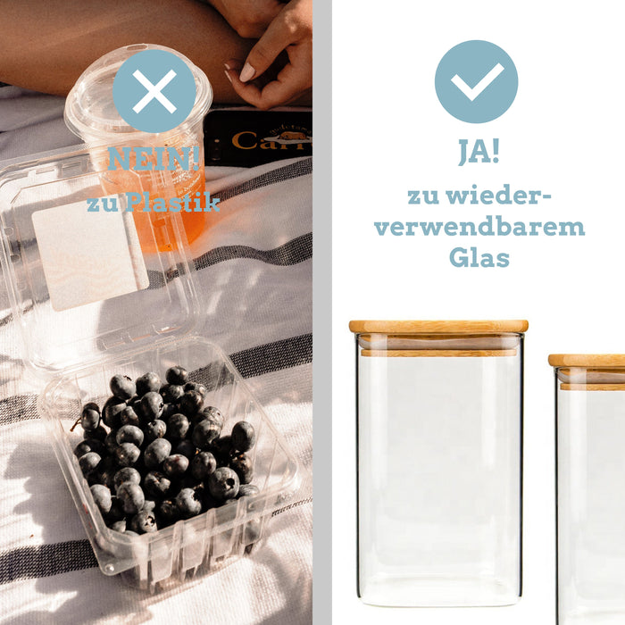 Aufbewahrungsgläser mit Bambusdeckel Set 3 Gläser inklusive Schaufel