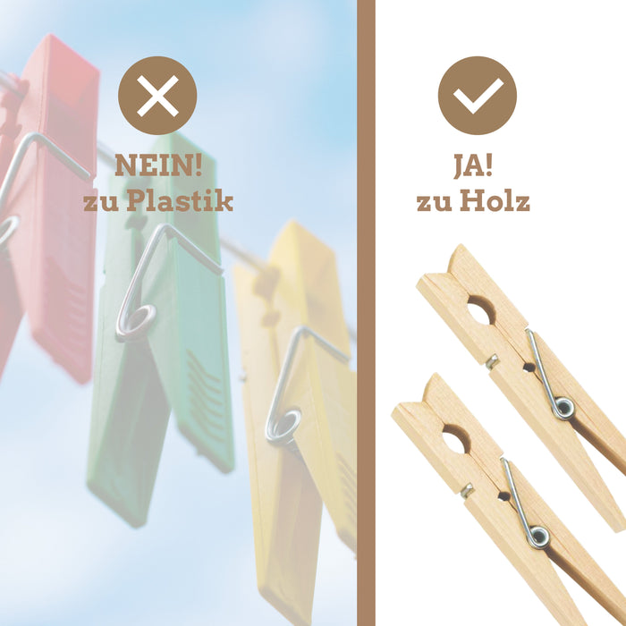 Birkenholz Wäscheklammern - 7cm - 100 Stück