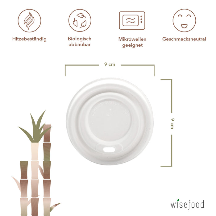 Bagasse Deckel Kaffeebecher - 90mm -  (300ml , braun)