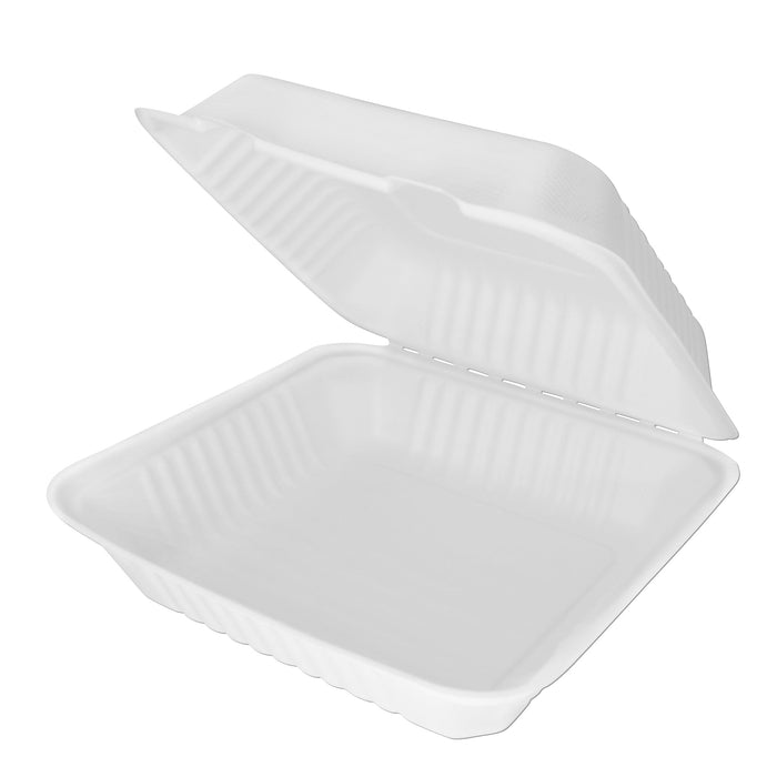 Bio Zuckerrohr Bagasse Menübox Lunchbox  - 46 x 20,3 x 4,6 cm - (weiß)