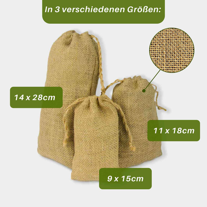 Jutesäckchen - natur 14 x 28 cm (Naturfaser) - 24er Set - 24 Säckchen