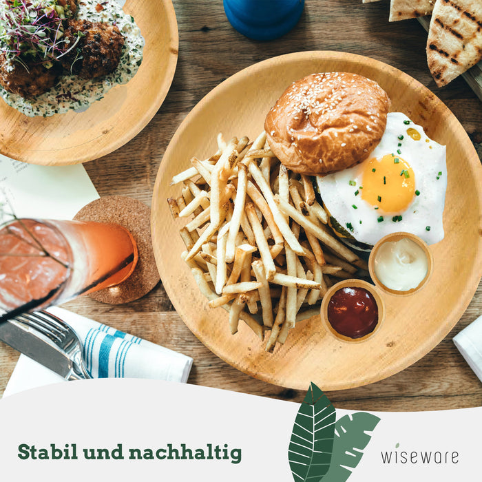 Palmblatt Geschirrset 25 Palmblattteller 23cm, 20 Messer, 20 Gabel & 20 Löffel