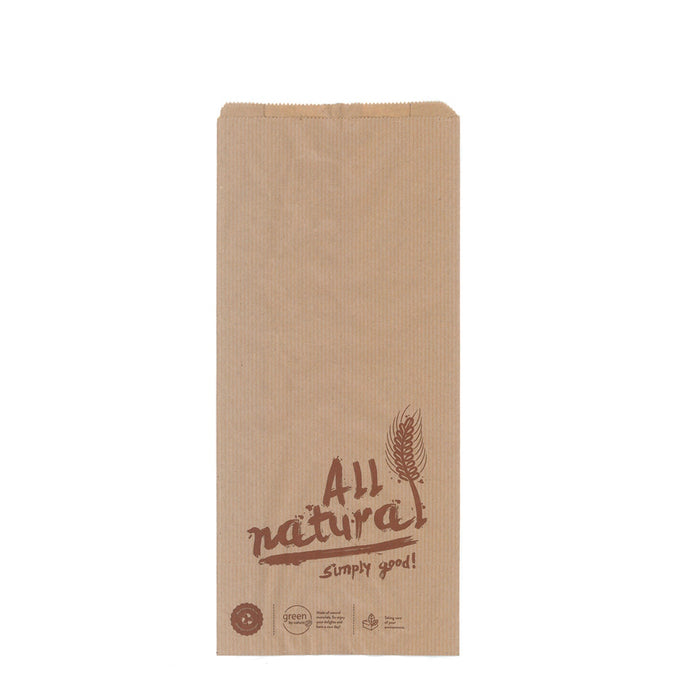 Papier Bäckertüte - braun mit Print "All Natural" 16 x 6 x 36 cm