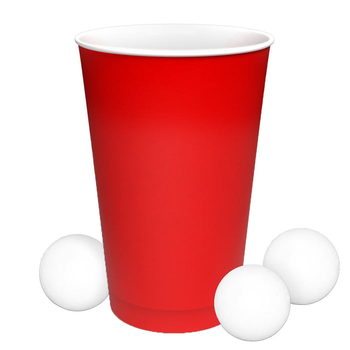 Bierpong Becher Set aus Papier - Nachhaltig - Beer Pong mit Bällen (473ml)