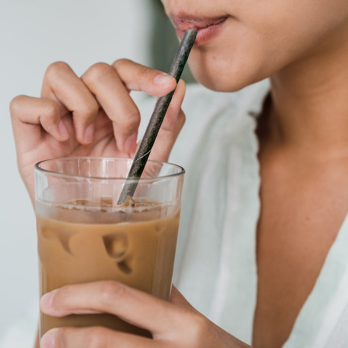 Papier Strohhalme 6x200mm schwarz einzeln verpackt - 500 Strohhalme