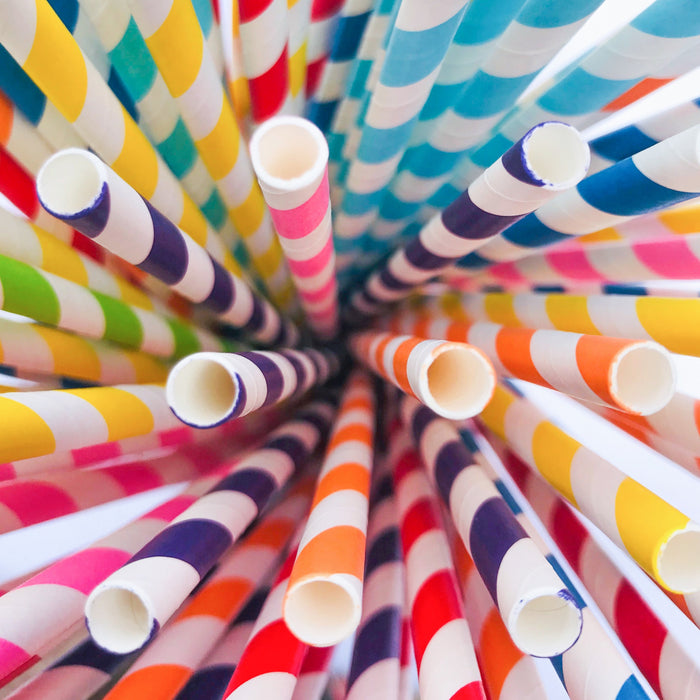 Papier-Strohhalme, bunt, 6 x 200 mm