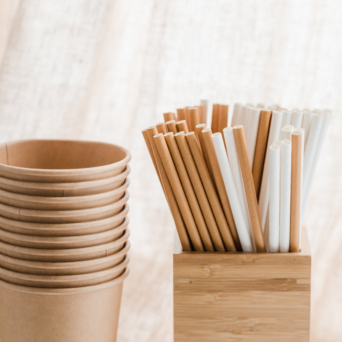 Papier Strohhalme 6x200mm weiß - 100 Strohhalme