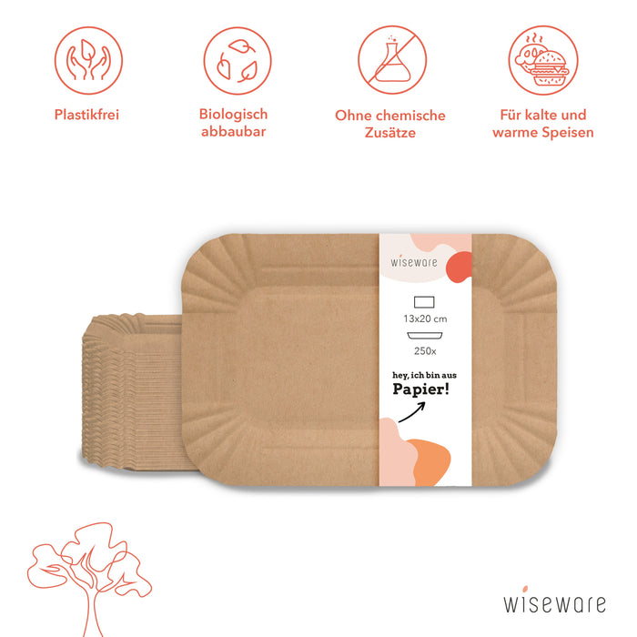 Pappteller rechteckig braun 13 x 20cm