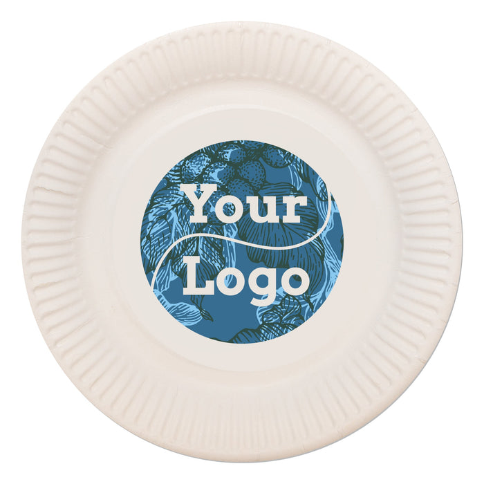 Papier Teller rund - Ø 23cm weiß - individuell bedruckt - 1000 Stück