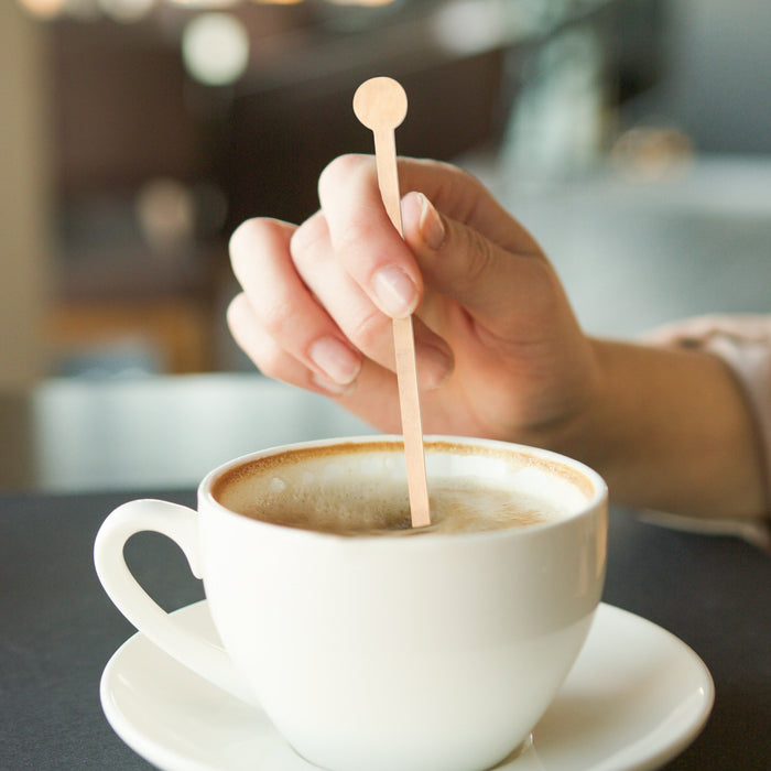 Holz Rühstäbchen mit rundem Griff - 18cm - 100 Stäbchen