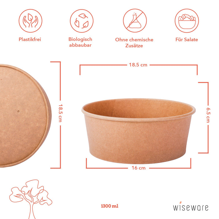 Papierdeckel braun (geeignet für Salatschale 1300ml)