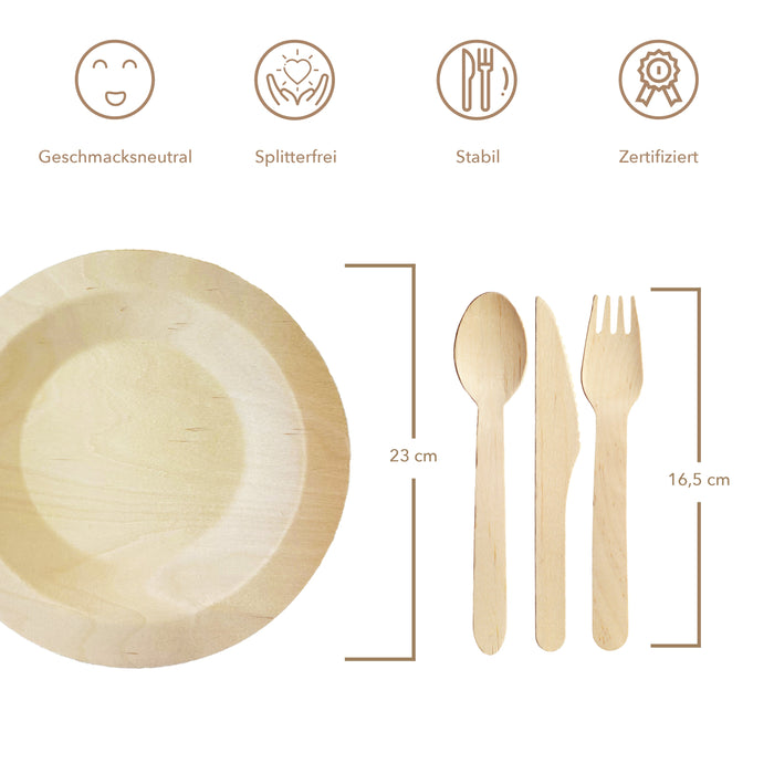 Birkenholzteller - rund 23cm