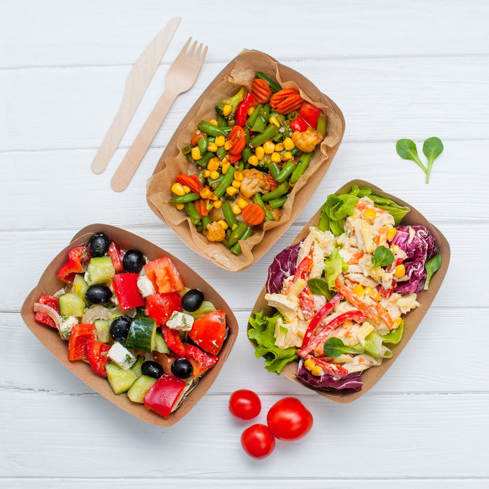 Papier Snacktray - rechteckig braun 12x6x3.7cm - 100 Stück