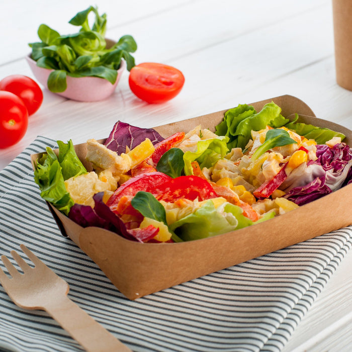 Papier Snacktray - rechteckig braun 12x6x3.7cm - 100 Stück