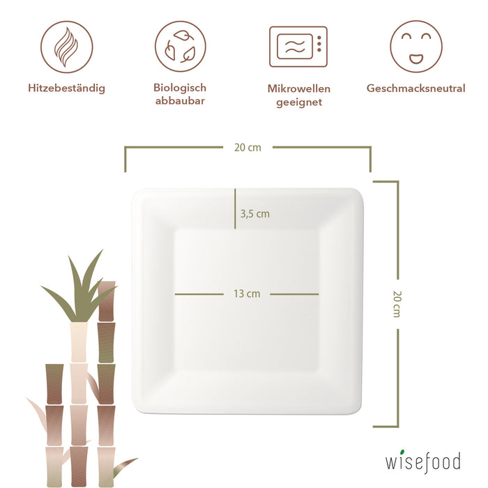 Bagasse Teller - quadratisch 20cm